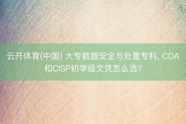 云开体育(中国) 大专数据安全与处置专科, CDA和CISP初学级文凭怎么选?