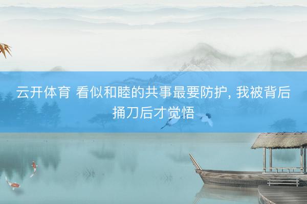 云开体育 看似和睦的共事最要防护， 我被背后捅刀后才觉悟