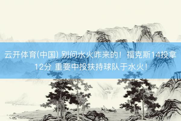 云开体育(中国) 别问水火咋来的！福克斯14投拿12分 重要中投扶持球队于水火！