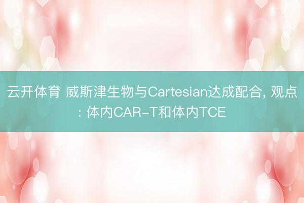 云开体育 威斯津生物与Cartesian达成配合， 观点: 体内CAR-T和体内TCE