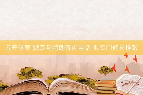 云开体育 默茨与特朗等闲电话 似专门修补推敲