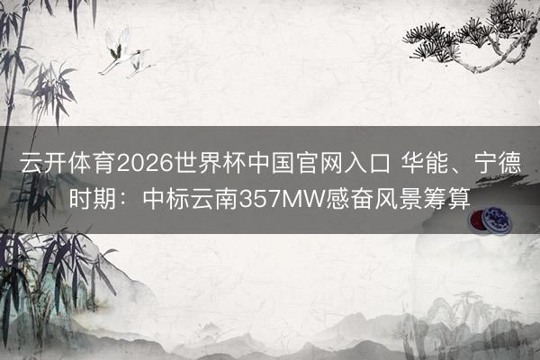 云开体育2026世界杯中国官网入口 华能、宁德时期：中标云南357MW感奋风景筹算