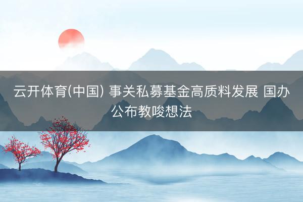 云开体育(中国) 事关私募基金高质料发展 国办公布教唆想法