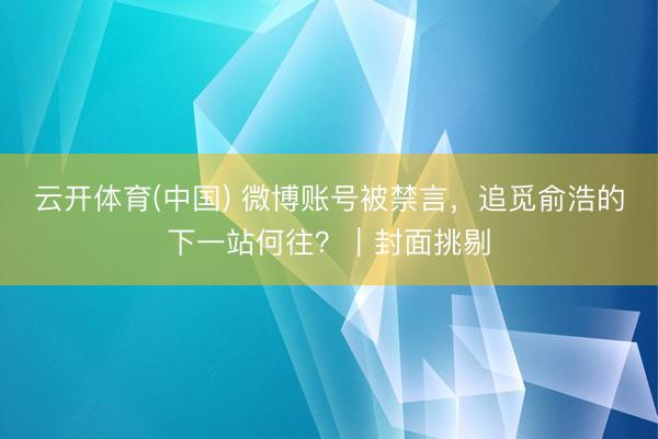 云开体育(中国) 微博账号被禁言，追觅俞浩的下一站何往？｜封面挑剔
