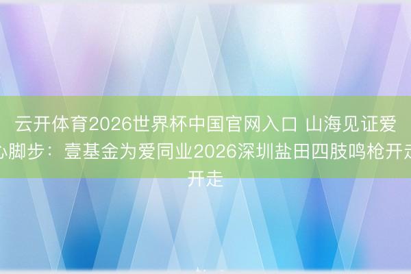 云开体育2026世界杯中国官网入口 山海见证爱心脚步：壹基金为爱同业2026深圳盐田四肢鸣枪开走